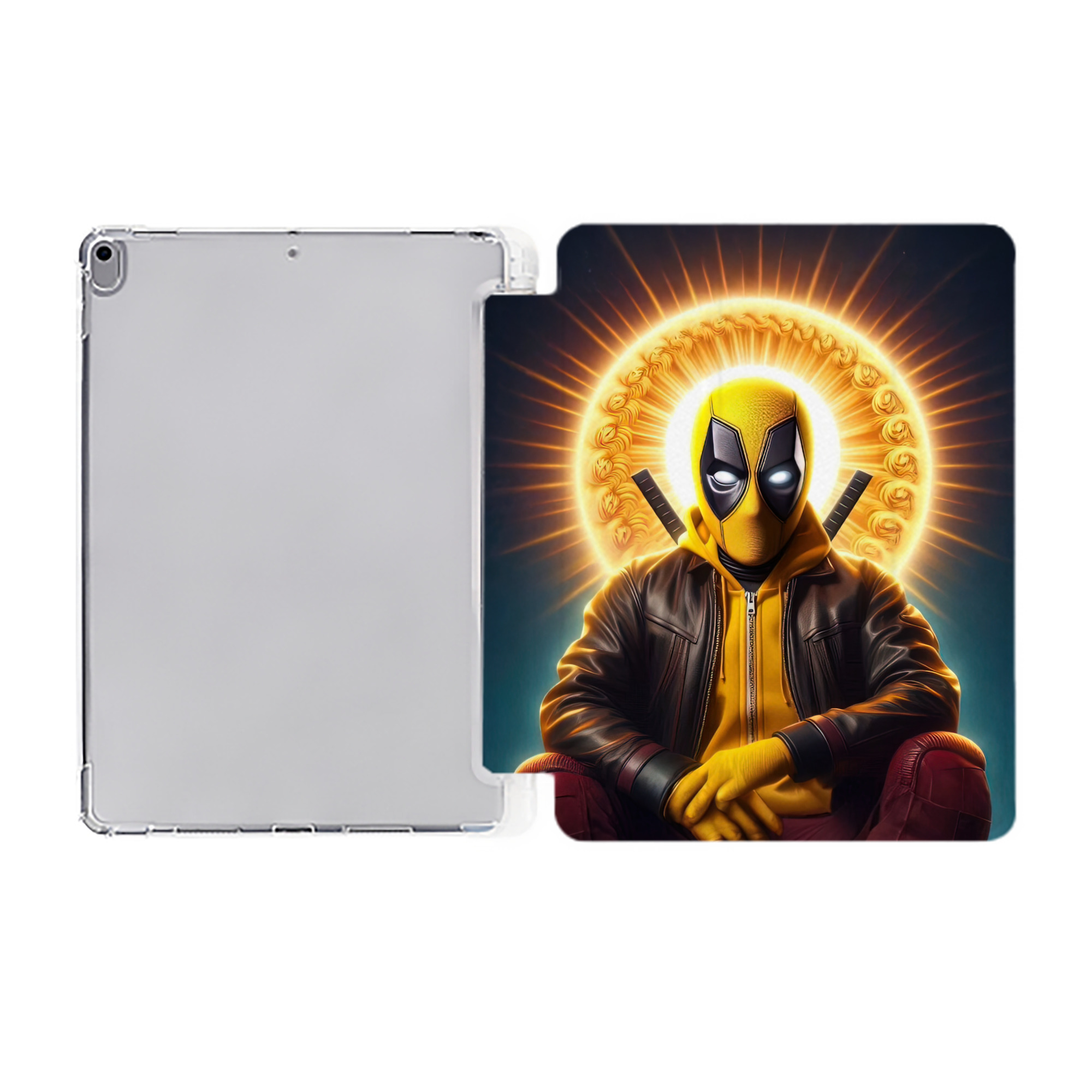 （画像用） Deadpool デッドプール IPad ケース ペン収納付き 三つ折りスタンド PUレザー×シリコン 対応機種9.5/10.5/10.9インチ